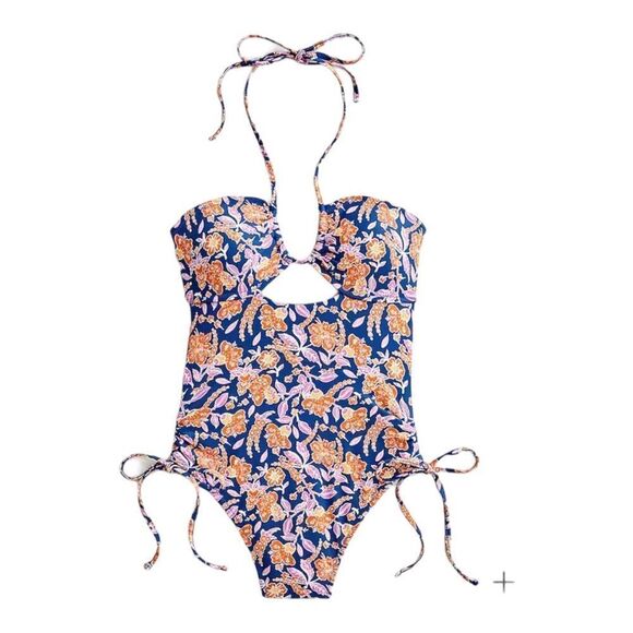 J Crew Halter cutout one-piece in‎ painted block print Womens Size 24 - Picture 1 of 8